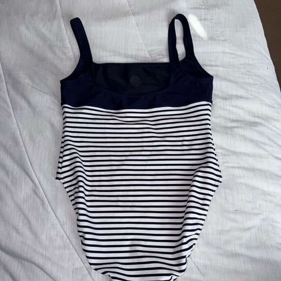 POLO SPORT Ralph Lauren One Piece Swimsuit Navy White Stripe Anchor Logo - Picture 7 of 9